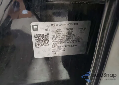 2019 Chevrolet Malibu Lt из США, поврежденный, VIN 1G1ZD5ST9KF180801